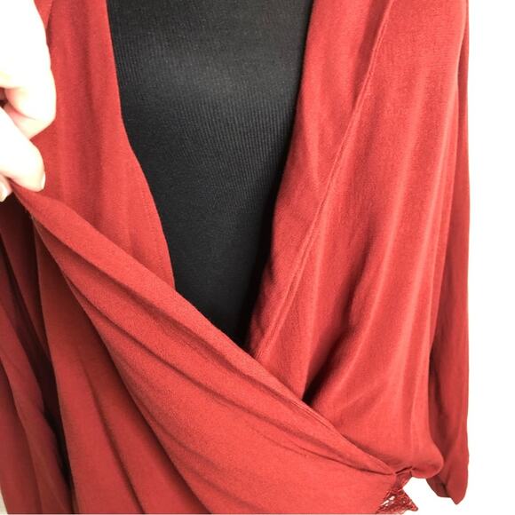 Intimately Free People Elsa rust red plunge wrap lace bottom bodysuit size Large - Picture 7 of 16